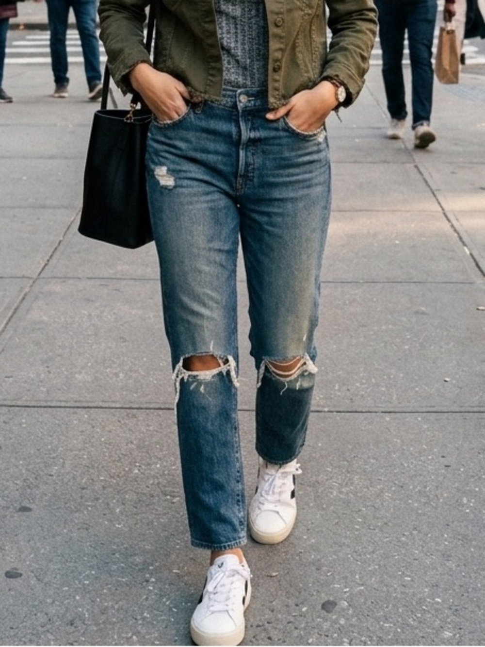 MOTHER SUPERIOR Distressed Medium Wash Straight Leg Jeans